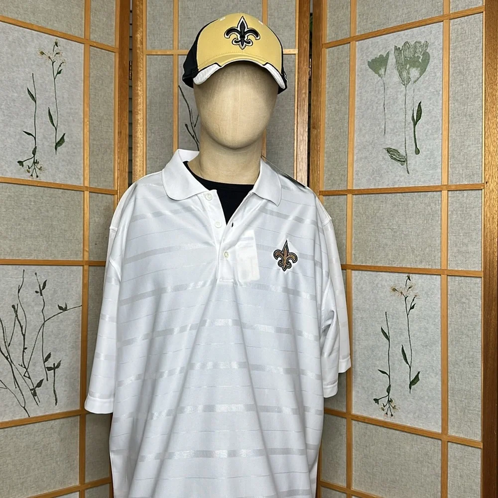 NWT Men's New Orleans Saints Antigua White Tunnel Polo Size XL - Picture 4 of 13
